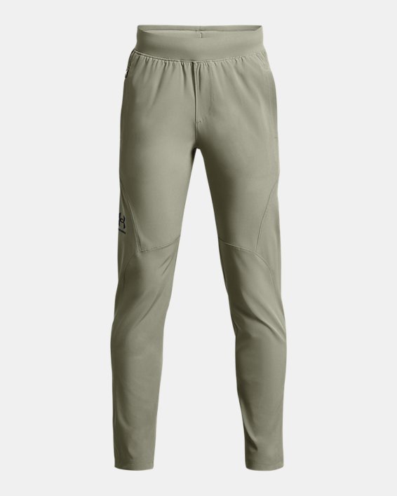 Boys' UA Unstoppable Tapered Pants in Green image number 0